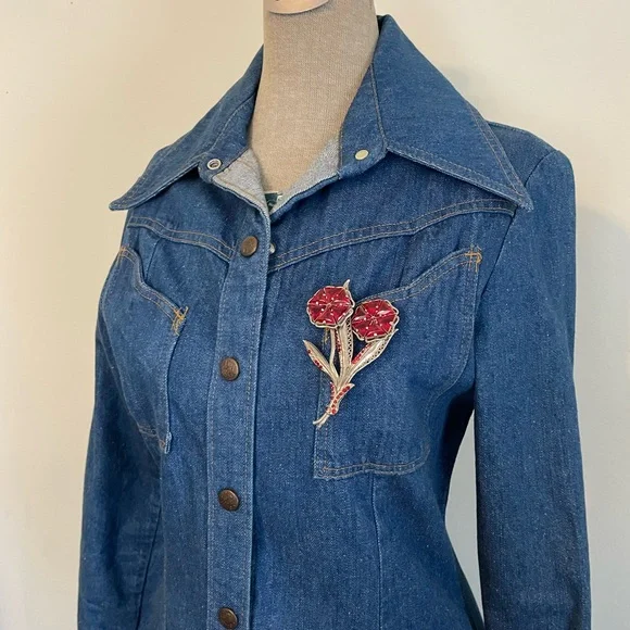 Vintage Landlubber Denim Button Down Shirt Dress S - Picture 3 of 10